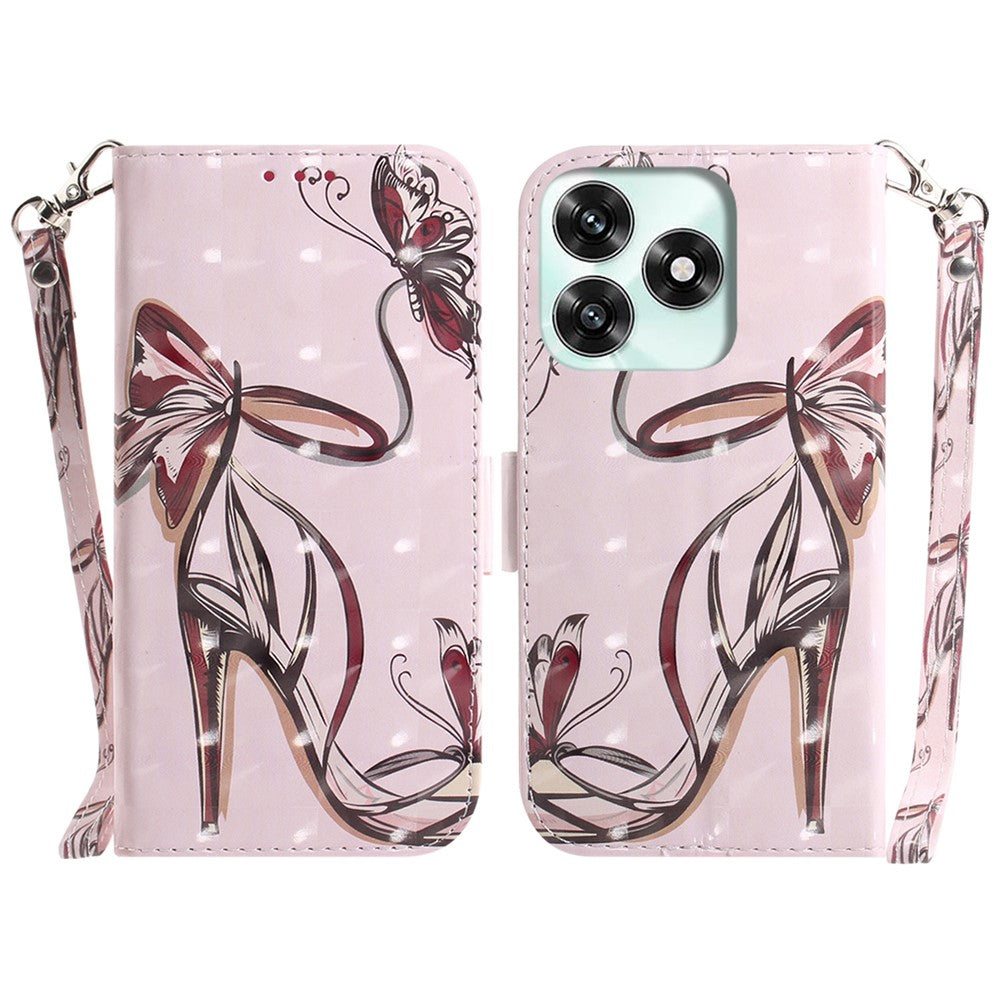 Case for Honor Play10A 4G  /  X5c Plus 4G  /  X5c 4G Pattern Printing Leather Wallet Phone Cover with Wrist Strap