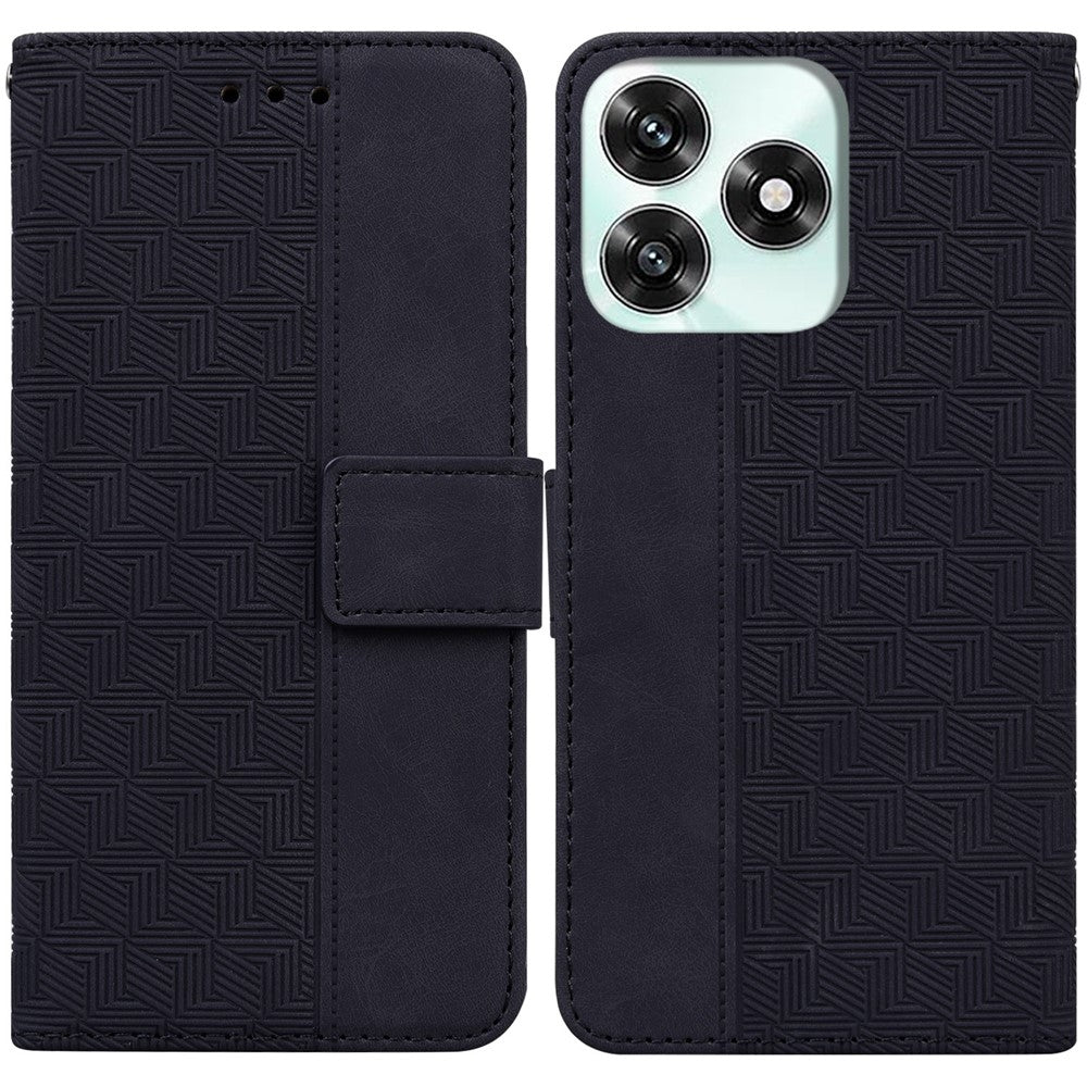 Case for Honor Play10A 4G / X5c Plus 4G / X5c 4G Geometry Pattern Leather Wallet Phone Cover with Wrist Strap