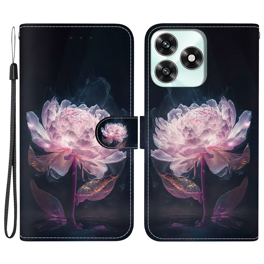 For Honor Play10A 4G / X5c Plus 4G / X5c 4G Pung Telefonetui Anti-fald Mønsterprint Læder Flip Cover med Rem