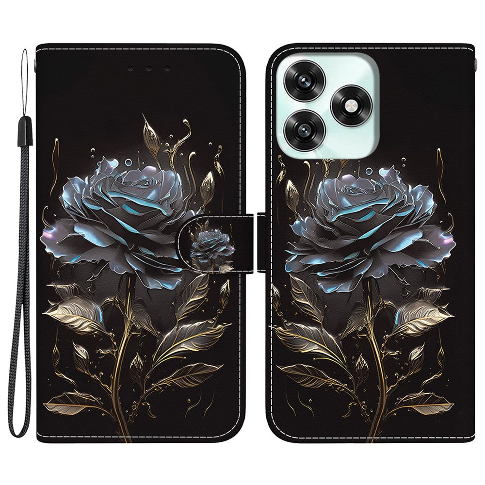 For Honor Play10A 4G / X5c Plus 4G / X5c 4G Pung Telefonetui Anti-fald Mønsterprint Læder Flip Cover med Rem