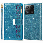 Xiaomi 13 Flip Phone Cover Laser Carving Glitter Starry Style Zipper Foldable Phone Case with Rem