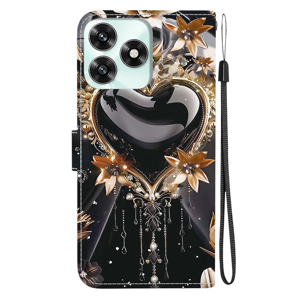 For Honor Play10A 4G  /  X5c Plus 4G  /  X5c 4G Wallet Case Pattern Printing Leather Stand Phone Cover with Strap