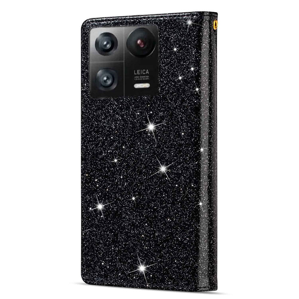 Xiaomi 13 Pro 5G Dragkedja Plånboksfodral PU-läder Mobilskal med dragkedja Laserskuret Glittrigt Stjärnigt Mobilskal med Rem