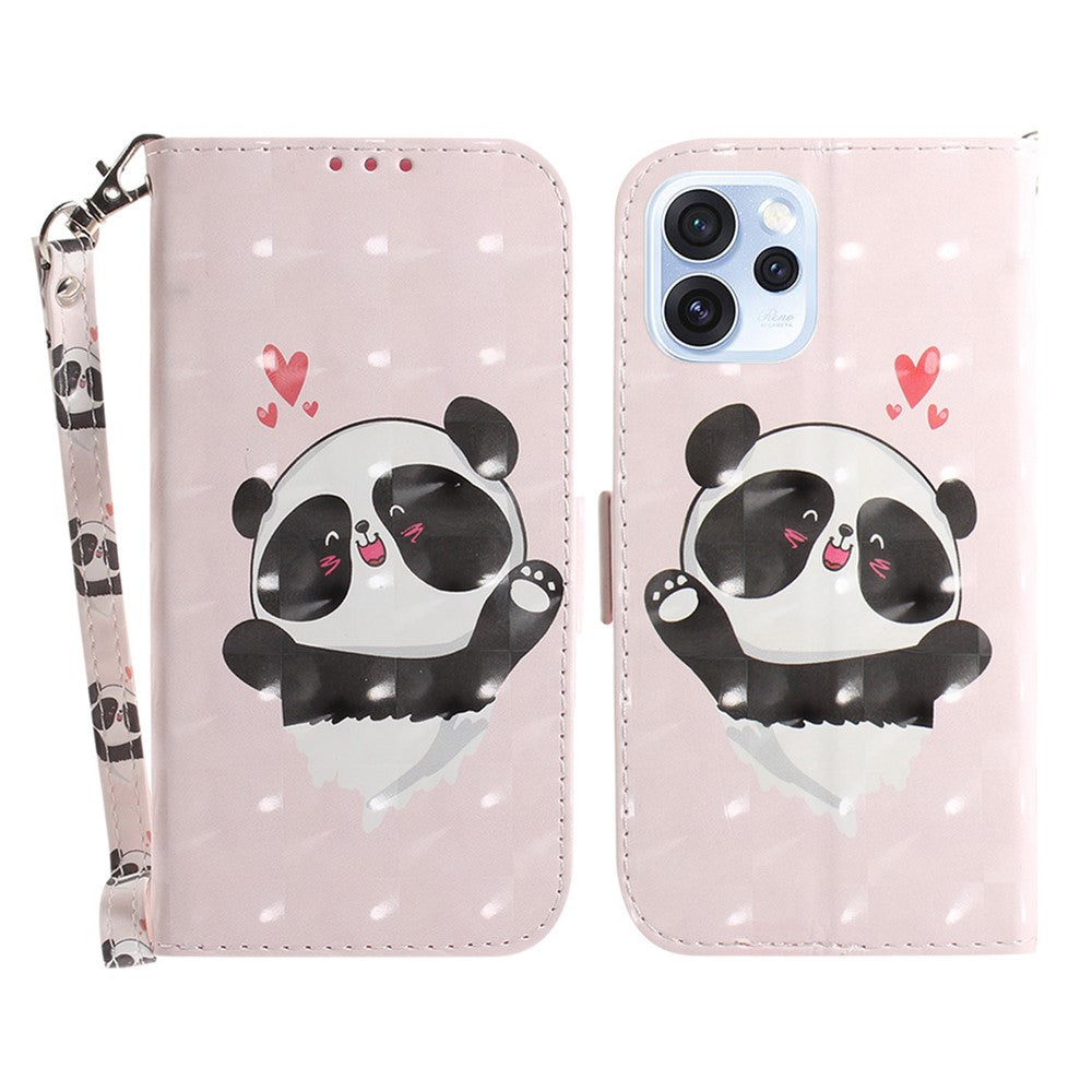 Case for Oppo Reno15 Pro Max 5G (Global) / Reno15 Pro 5G (China)  Pattern Printing Leather Wallet Phone Cover with Wrist Strap