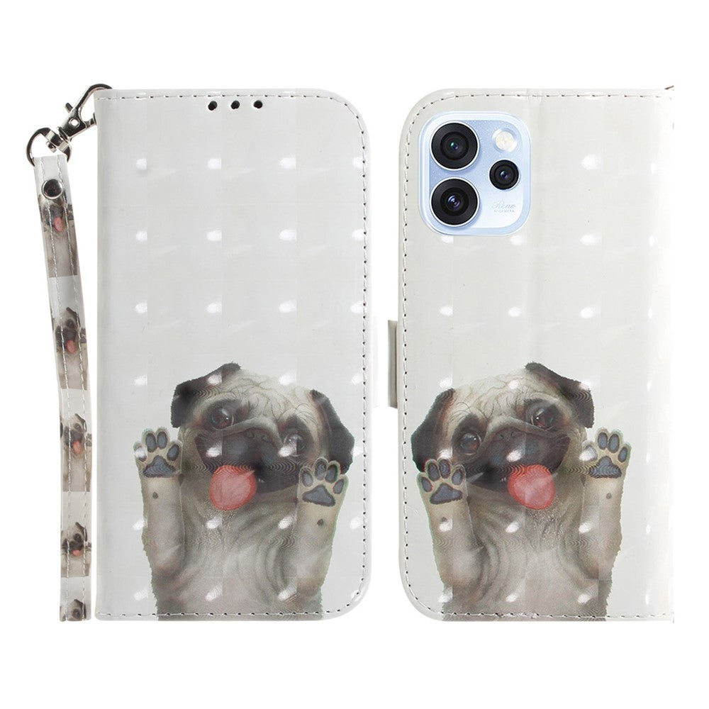 Case for Oppo Reno15 Pro Max 5G (Global) / Reno15 Pro 5G (China)  Pattern Printing Leather Wallet Phone Cover with Wrist Strap