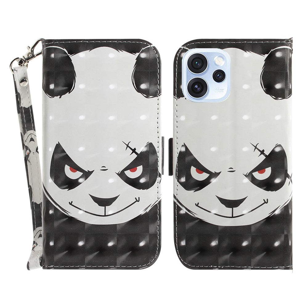 Case for Oppo Reno15 Pro Max 5G (Global) / Reno15 Pro 5G (China)  Pattern Printing Leather Wallet Phone Cover with Wrist Strap