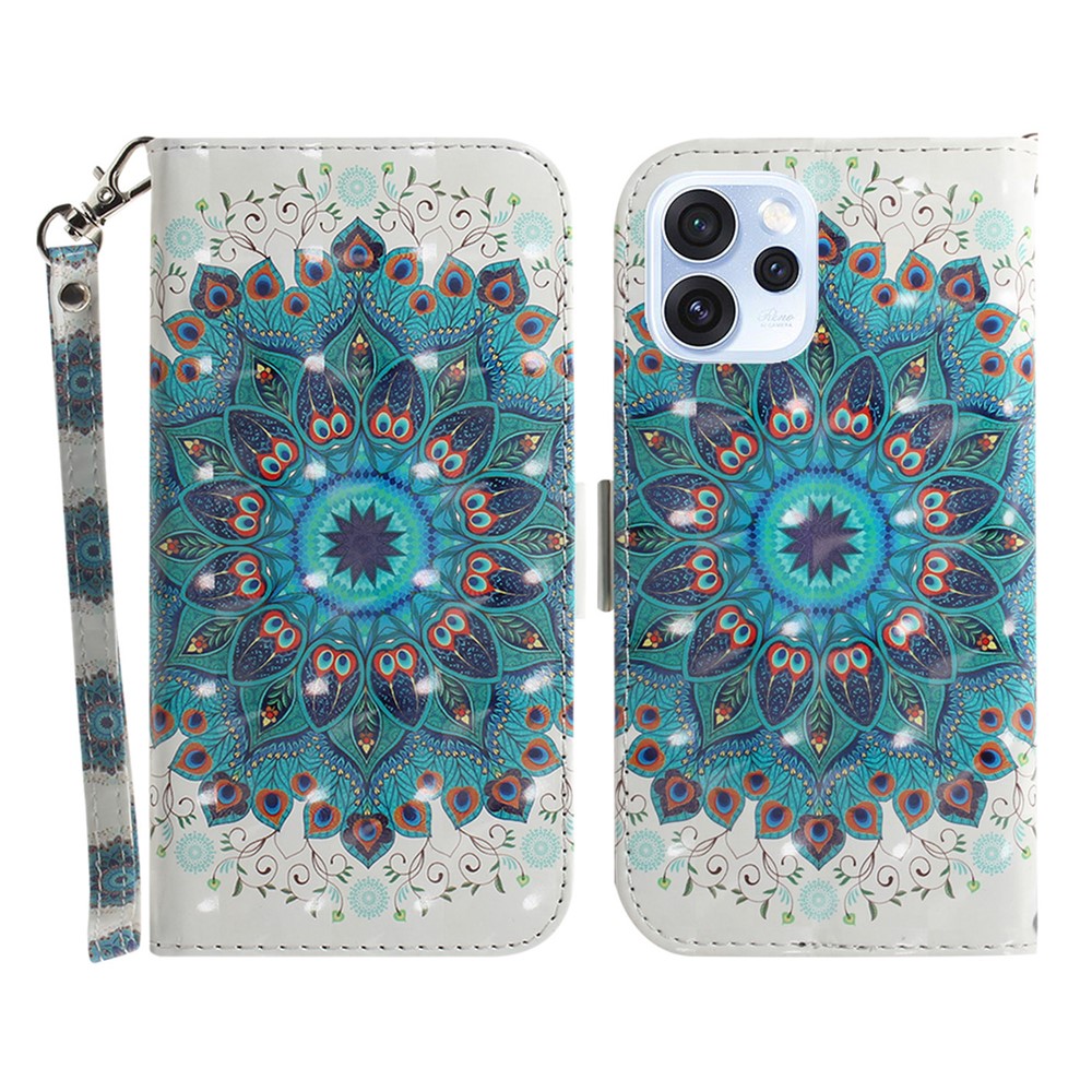 Case for Oppo Reno15 Pro Max 5G (Global) / Reno15 Pro 5G (China)  Pattern Printing Leather Wallet Phone Cover with Wrist Strap