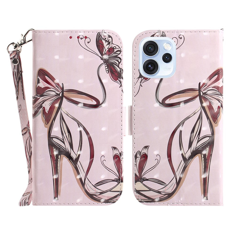 Case for Oppo Reno15 Pro Max 5G (Global) / Reno15 Pro 5G (China)  Pattern Printing Leather Wallet Phone Cover with Wrist Strap