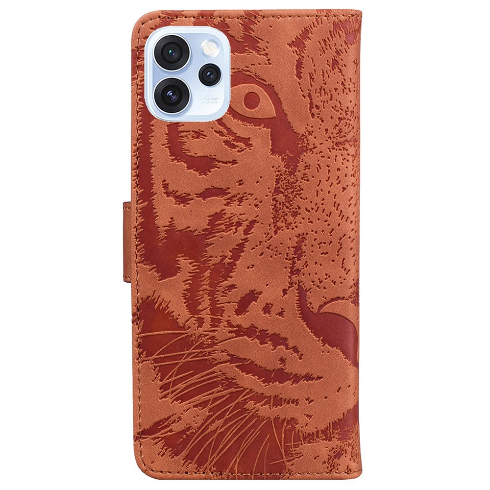Oppo Reno15 Pro Max 5G (Global) / Reno15 Pro 5G (Kina) fodral Tiger Imprint läderplånboksfodral