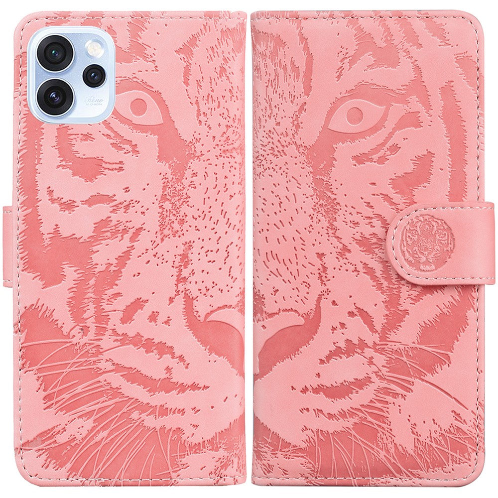 Oppo Reno15 Pro Max 5G (Global) / Reno15 Pro 5G (Kina) fodral Tiger Imprint läderplånboksfodral