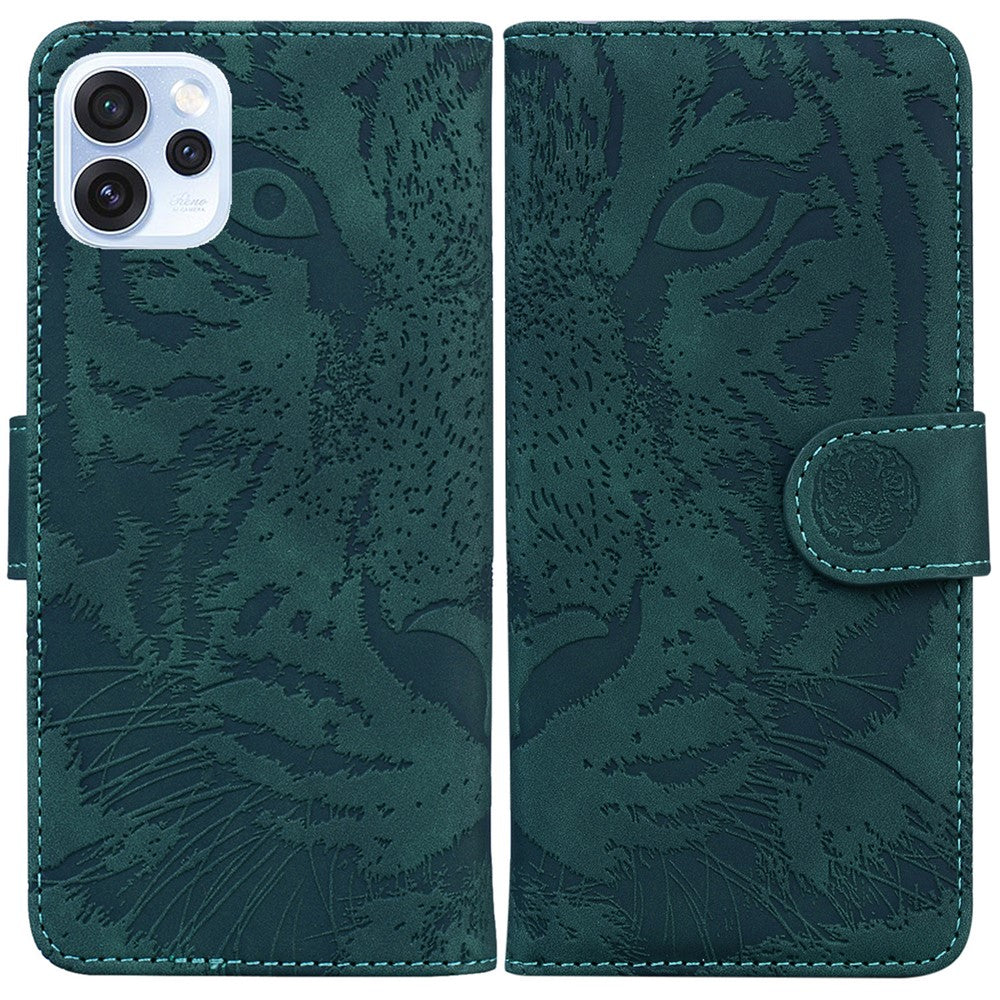 Oppo Reno15 Pro Max 5G (Global) / Reno15 Pro 5G (Kina) fodral Tiger Imprint läderplånboksfodral