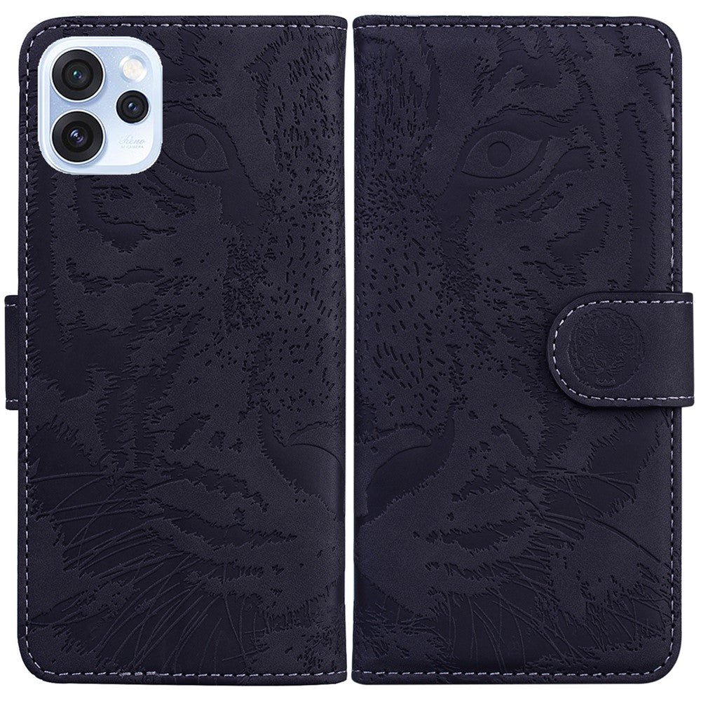Oppo Reno15 Pro Max 5G (Global) / Reno15 Pro 5G (Kina) fodral Tiger Imprint läderplånboksfodral