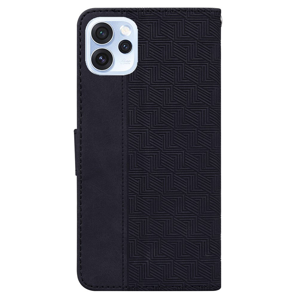 Case for Oppo Reno15 Pro Max 5G (Global)  /  Reno15 Pro 5G (China) Geometry Pattern Leather Wallet Phone Cover with Wrist Strap