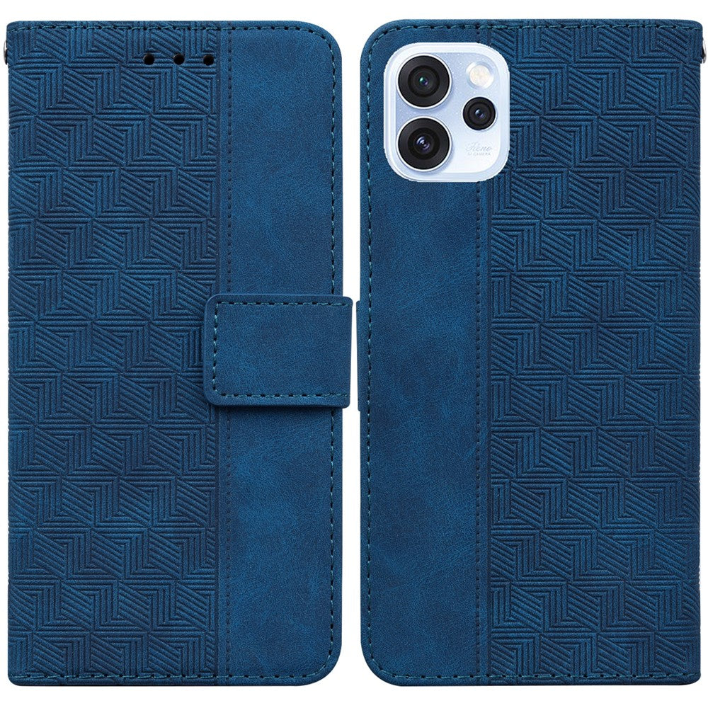 Case for Oppo Reno15 Pro Max 5G (Global)  /  Reno15 Pro 5G (China) Geometry Pattern Leather Wallet Phone Cover with Wrist Strap