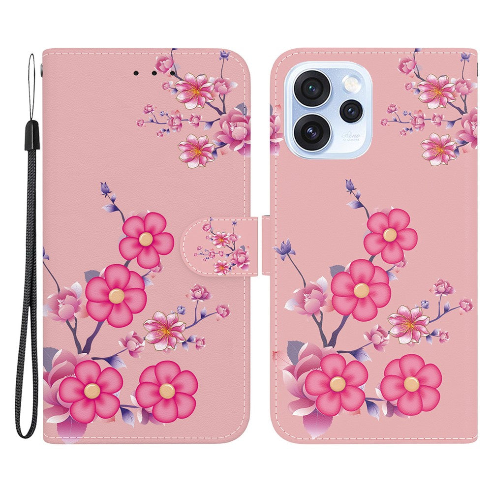 For Oppo Reno15 Pro Max 5G (Global)  /  Reno15 Pro 5G (China) Wallet Phone Case Anti-Drop Pattern Printing Leather Flip Cover with Strap