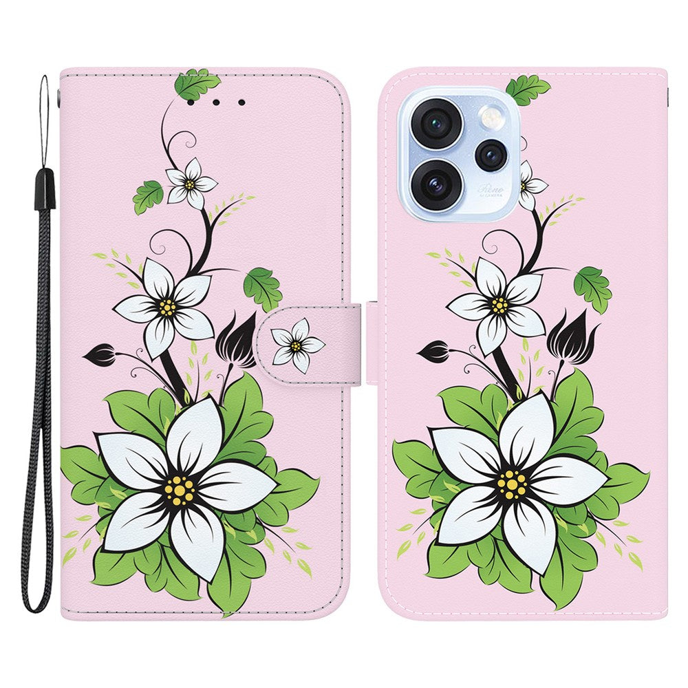 For Oppo Reno15 Pro Max 5G (Global)  /  Reno15 Pro 5G (China) Wallet Phone Case Anti-Drop Pattern Printing Leather Flip Cover with Strap