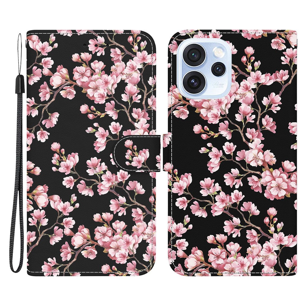 For Oppo Reno15 Pro Max 5G (Global)  /  Reno15 Pro 5G (China) Wallet Phone Case Anti-Drop Pattern Printing Leather Flip Cover with Strap