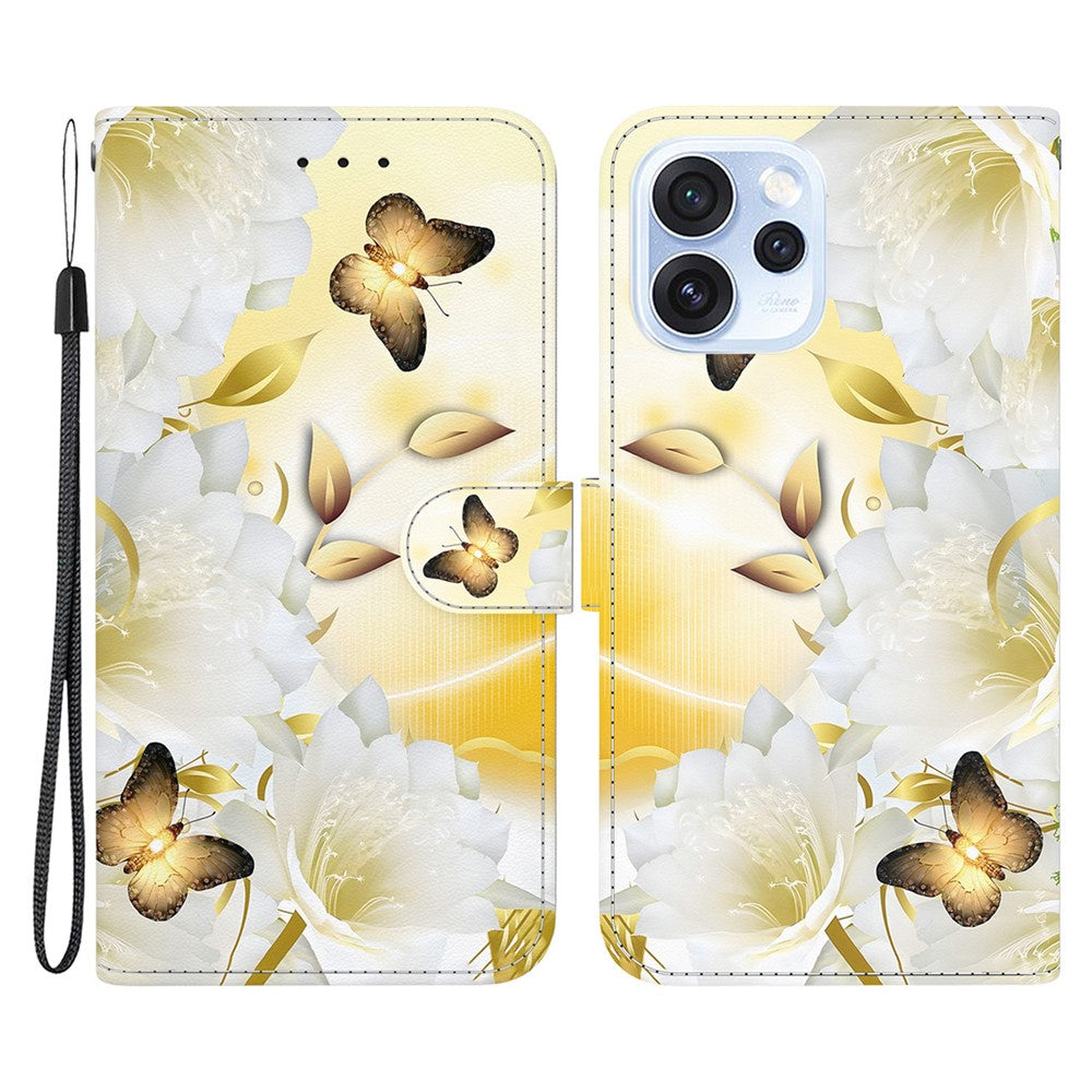 For Oppo Reno15 Pro Max 5G (Global)  /  Reno15 Pro 5G (China) Wallet Phone Case Anti-Drop Pattern Printing Leather Flip Cover with Strap