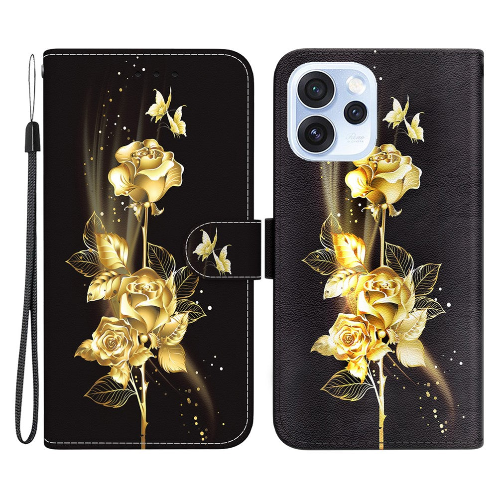 For Oppo Reno15 Pro Max 5G (Global)  /  Reno15 Pro 5G (China) Wallet Phone Case Anti-Drop Pattern Printing Leather Flip Cover with Strap