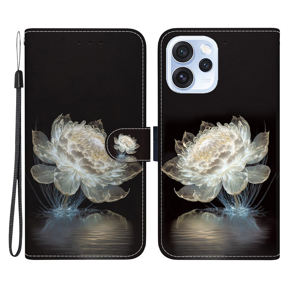 For Oppo Reno15 Pro Max 5G (Global)  /  Reno15 Pro 5G (China) Wallet Phone Case Anti-Drop Pattern Printing Leather Flip Cover with Strap