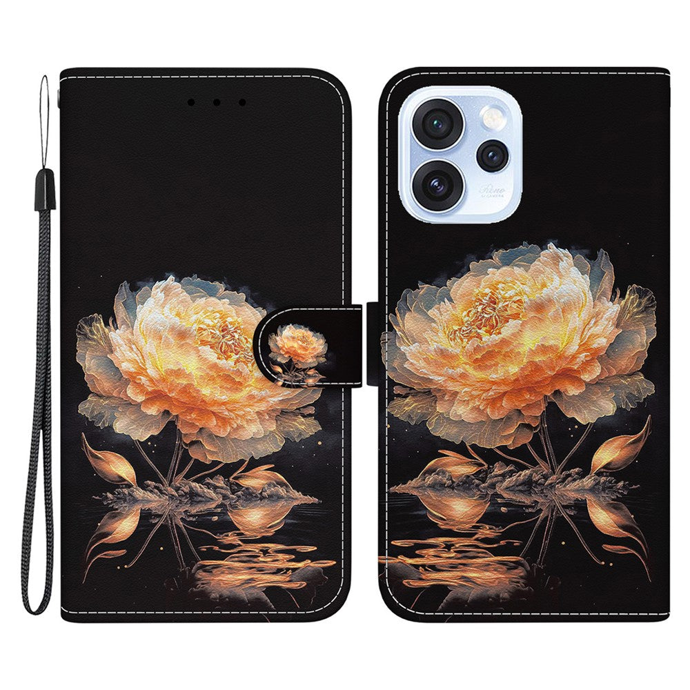 For Oppo Reno15 Pro Max 5G (Global)  /  Reno15 Pro 5G (China) Wallet Phone Case Anti-Drop Pattern Printing Leather Flip Cover with Strap