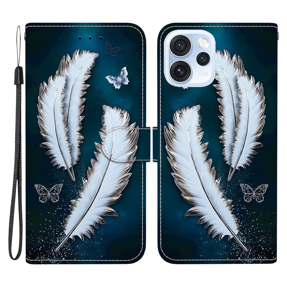 Oppo Reno15 Pro Max 5G (Global) / Reno15 Pro 5G (Kina) fodral, mönstertryck, läderflip, plånboksfodral med snodd