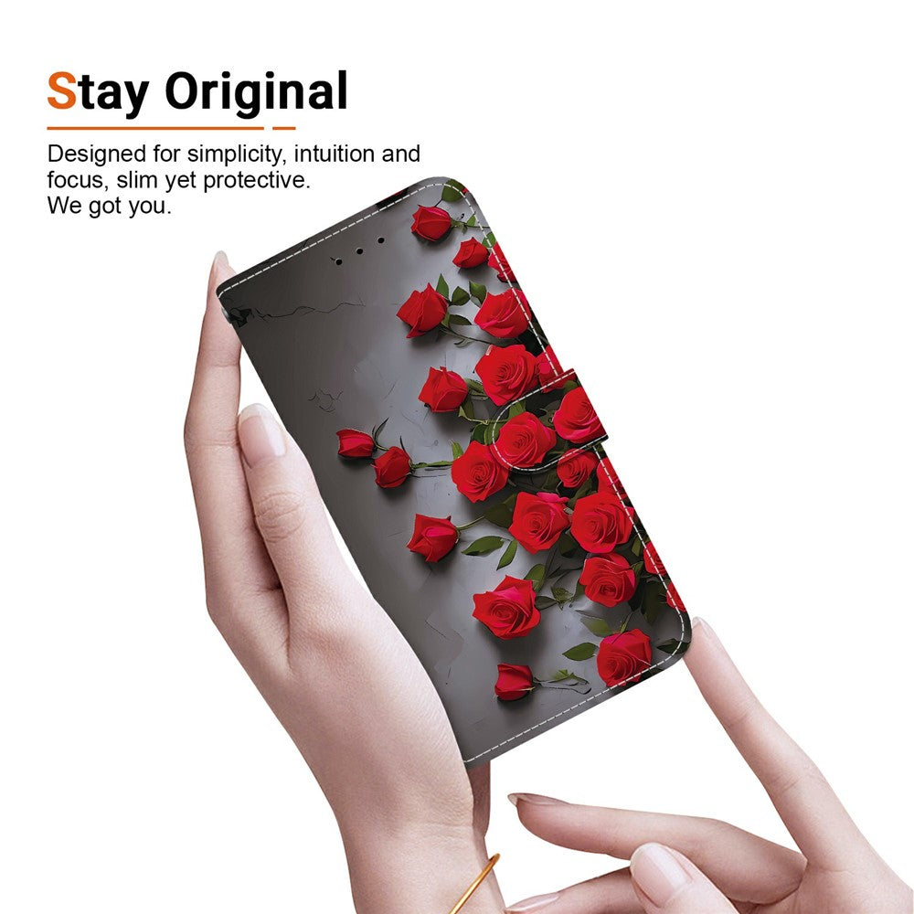 For Oppo Reno15 Pro Max 5G (Global)  /  Reno15 Pro 5G (China) Leather Case Stand Wallet Pattern Printing Phone Cover with Wrist Strap