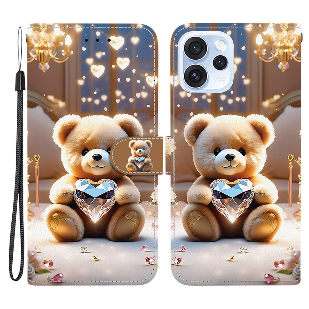 For Oppo Reno15 Pro Max 5G (Global)  /  Reno15 Pro 5G (China) Leather Case Stand Wallet Pattern Printing Phone Cover with Wrist Strap