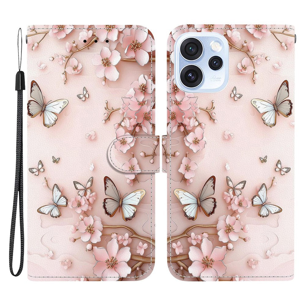 For Oppo Reno15 Pro Max 5G (Global)  /  Reno15 Pro 5G (China) Wallet Case Pattern Printing Leather Stand Phone Cover with Strap