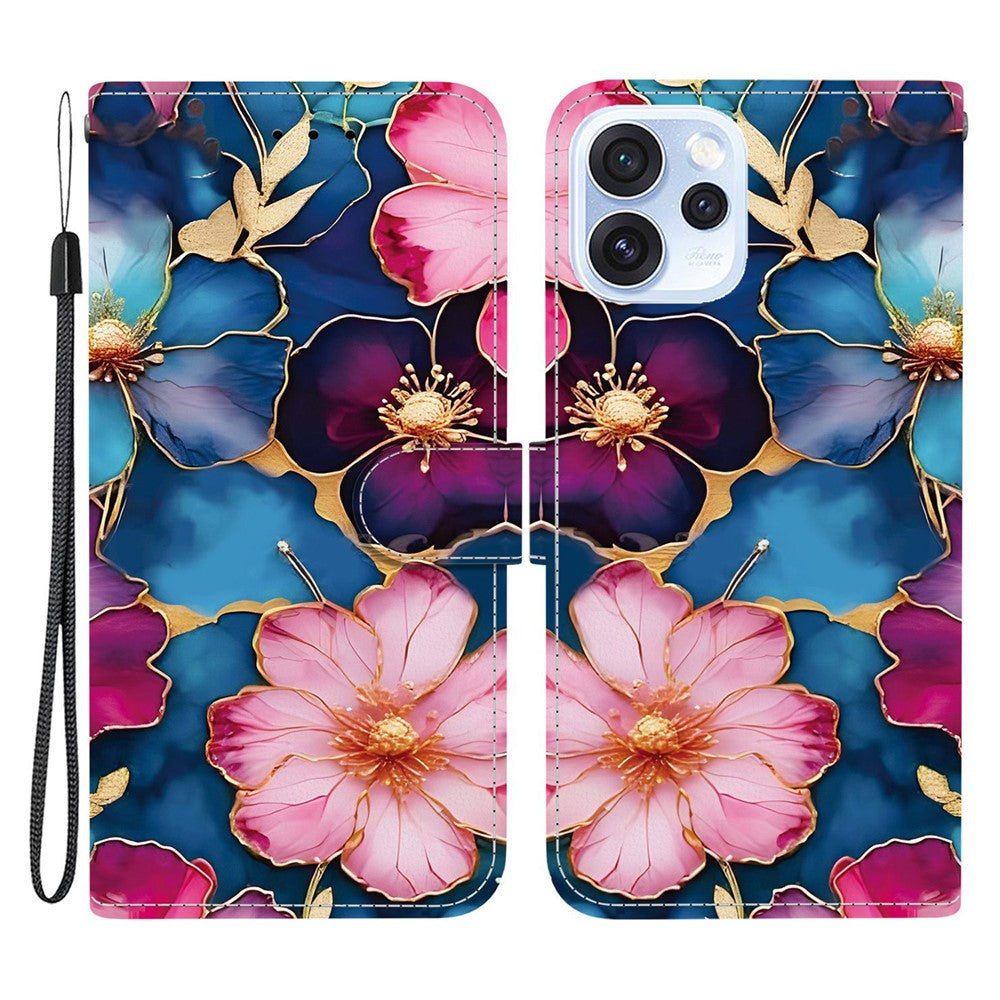 For Oppo Reno15 Pro Max 5G (Global)  /  Reno15 Pro 5G (China) Wallet Case Pattern Printing Leather Stand Phone Cover with Strap