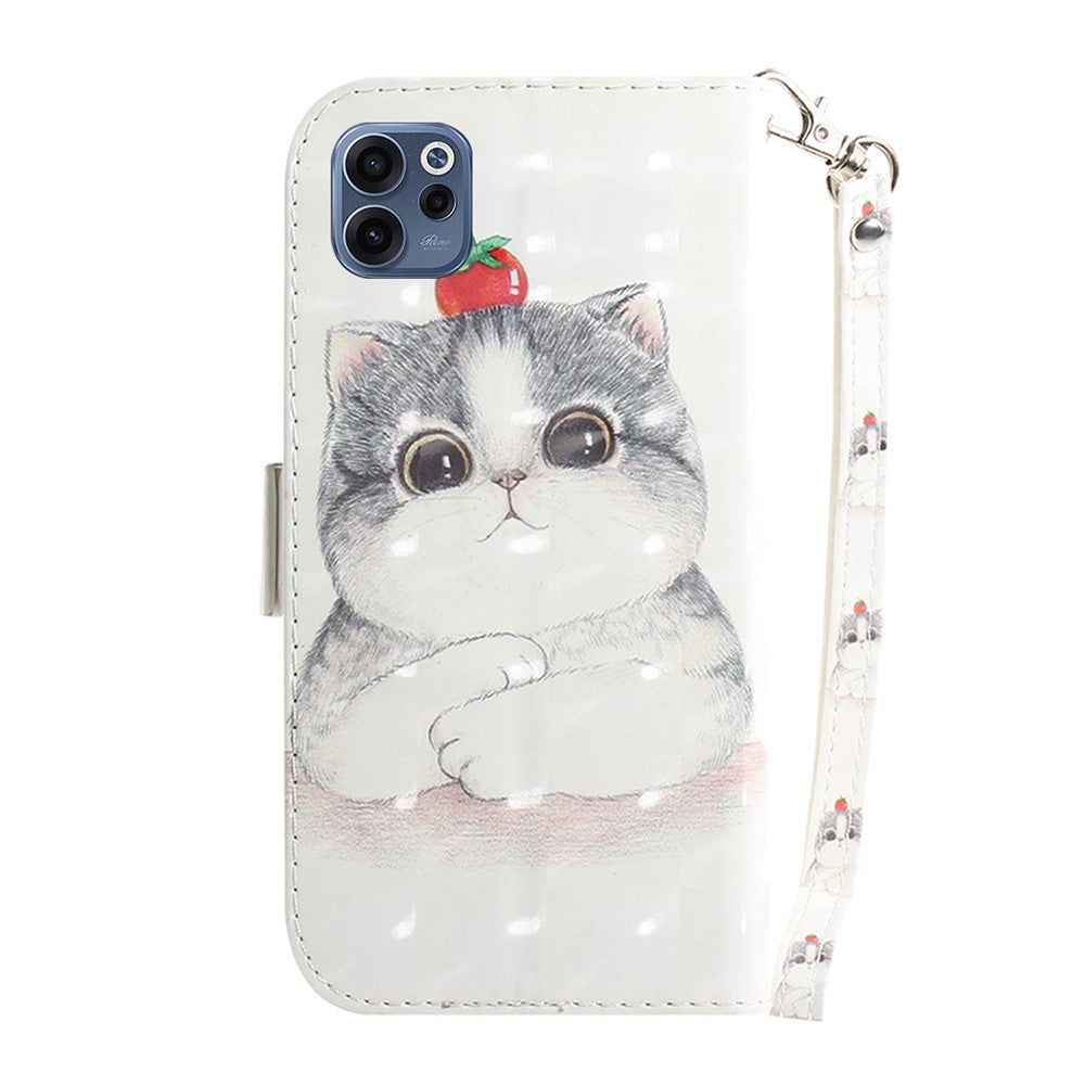 For Oppo Reno15 F 5G Case Pattern Printing Leather Wallet Phone Cover with Wrist Strap