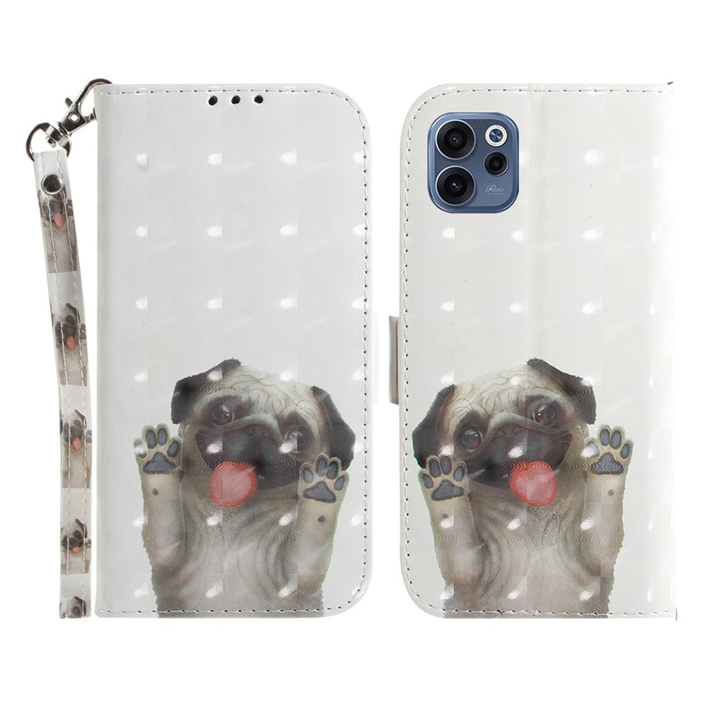 For Oppo Reno15 F 5G Case Pattern Printing Leather Wallet Phone Cover with Wrist Strap