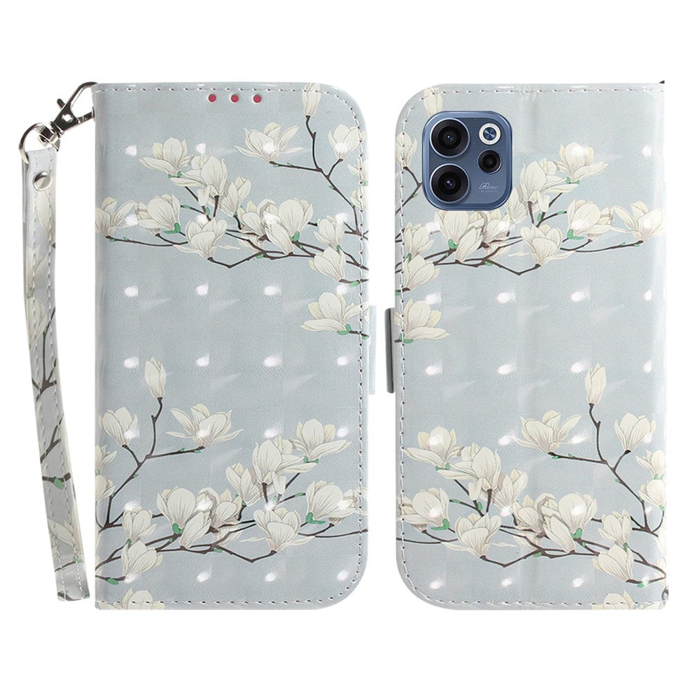 For Oppo Reno15 F 5G Case Pattern Printing Leather Wallet Phone Cover with Wrist Strap