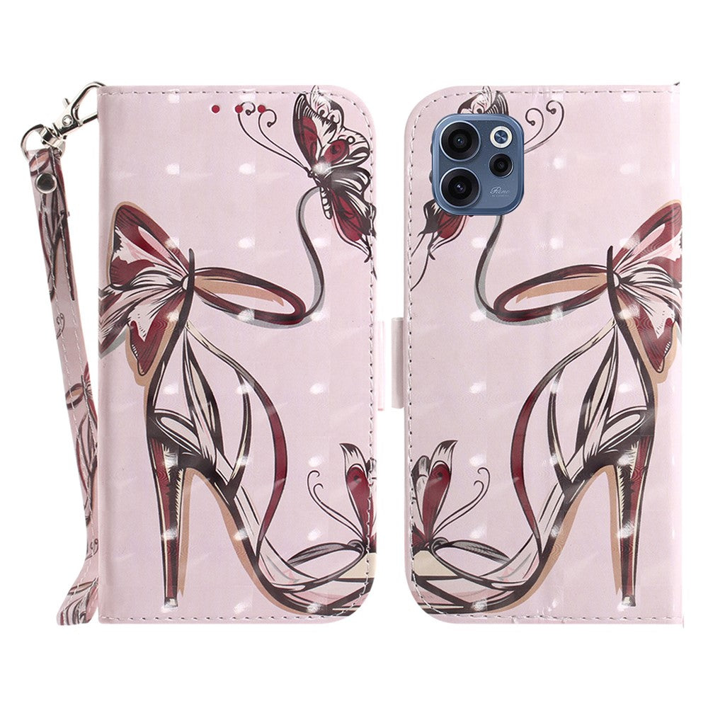 For Oppo Reno15 F 5G Case Pattern Printing Leather Wallet Phone Cover with Wrist Strap