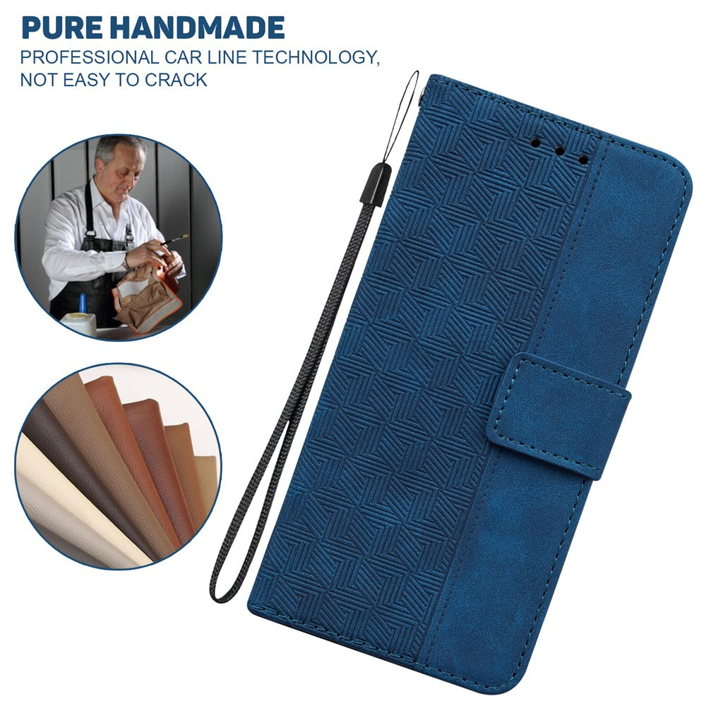 For Oppo Reno15 F 5G Case Geometry Pattern Leather Wallet Phone Cover with Wrist Strap