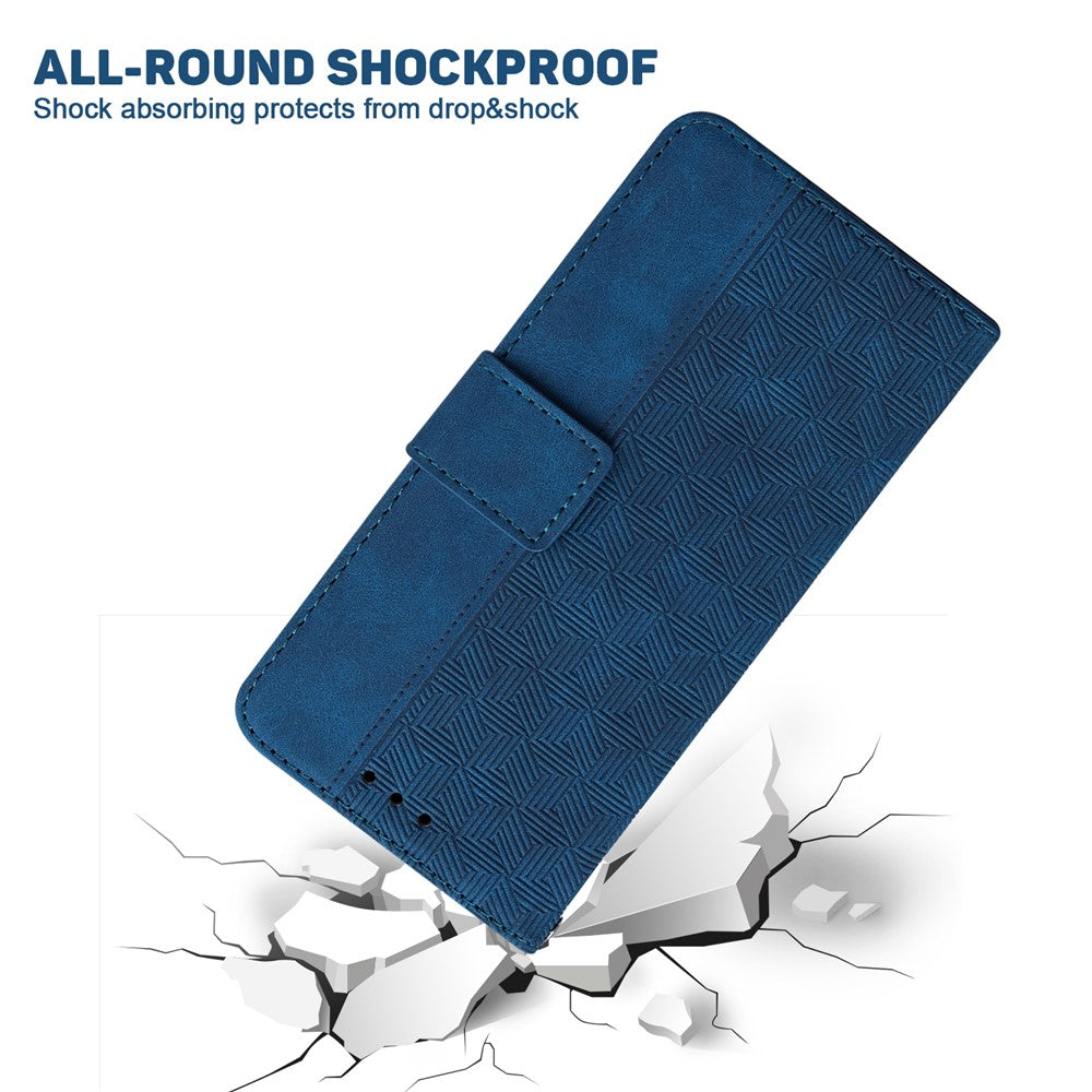 For Oppo Reno15 F 5G Case Geometry Pattern Leather Wallet Phone Cover with Wrist Strap