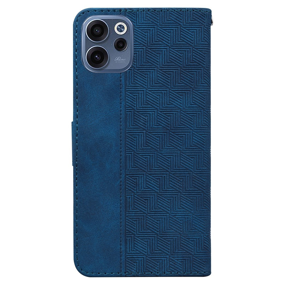 For Oppo Reno15 F 5G Case Geometry Pattern Leather Wallet Phone Cover with Wrist Strap