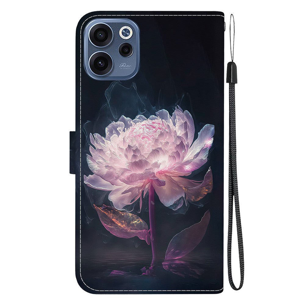 For Oppo Reno15 F 5G Wallet Phone Case Anti-Drop Pattern Printing Leather Flip Cover with Strap