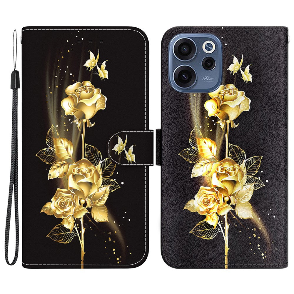 For Oppo Reno15 F 5G Wallet Phone Case Anti-Drop Pattern Printing Leather Flip Cover with Strap