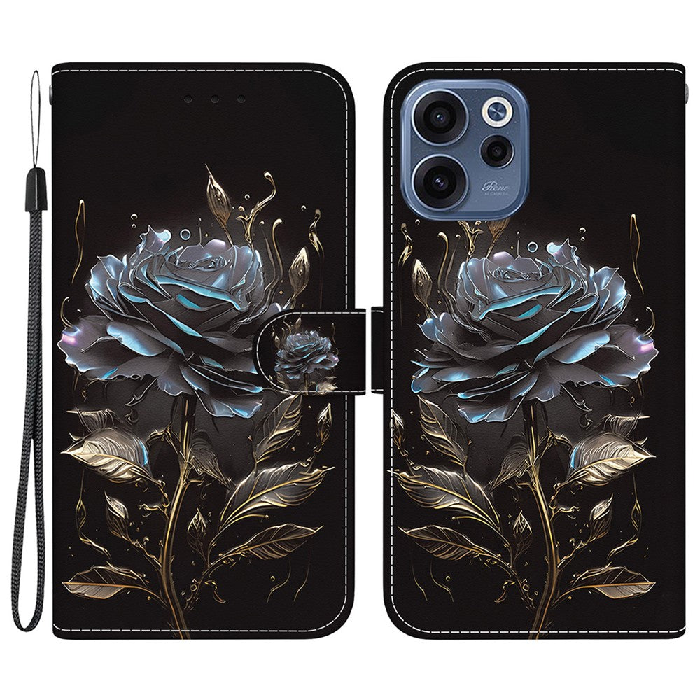 For Oppo Reno15 F 5G Wallet Phone Case Anti-Drop Pattern Printing Leather Flip Cover with Strap