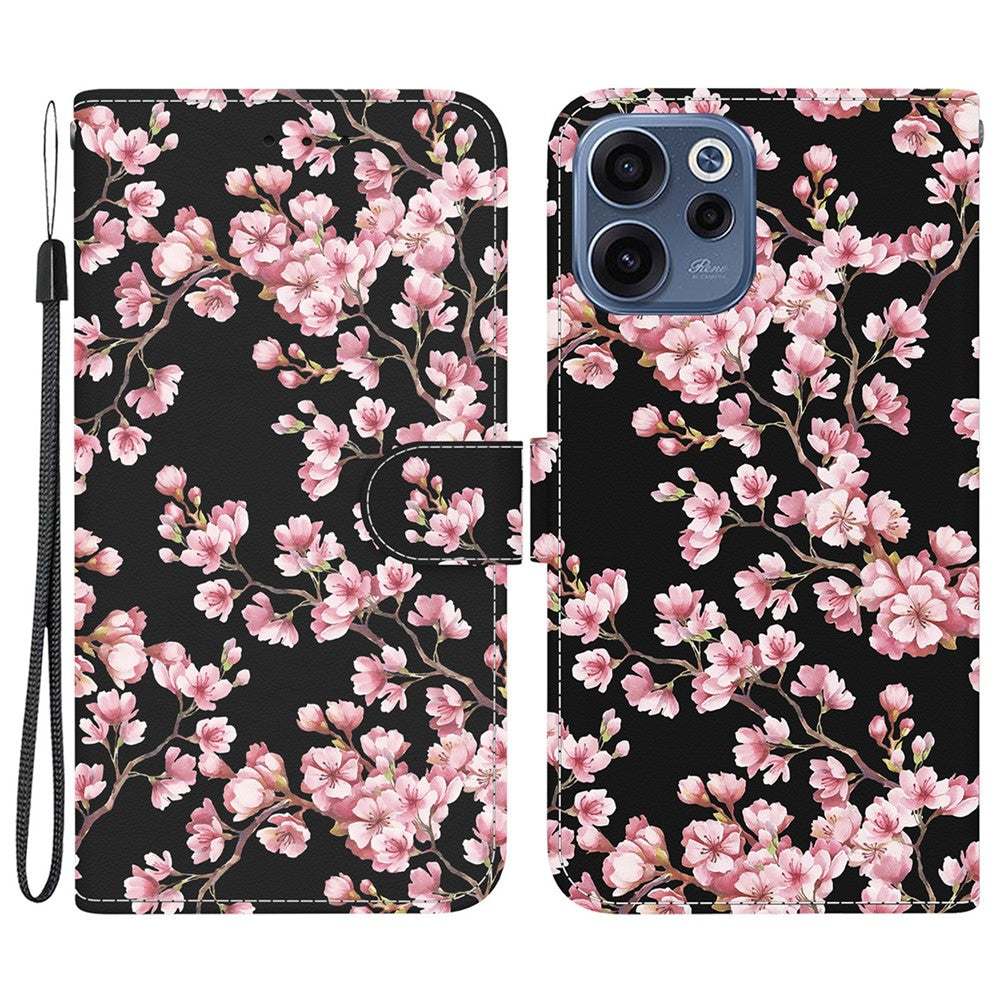 For Oppo Reno15 F 5G Wallet Phone Case Anti-Drop Pattern Printing Leather Flip Cover with Strap