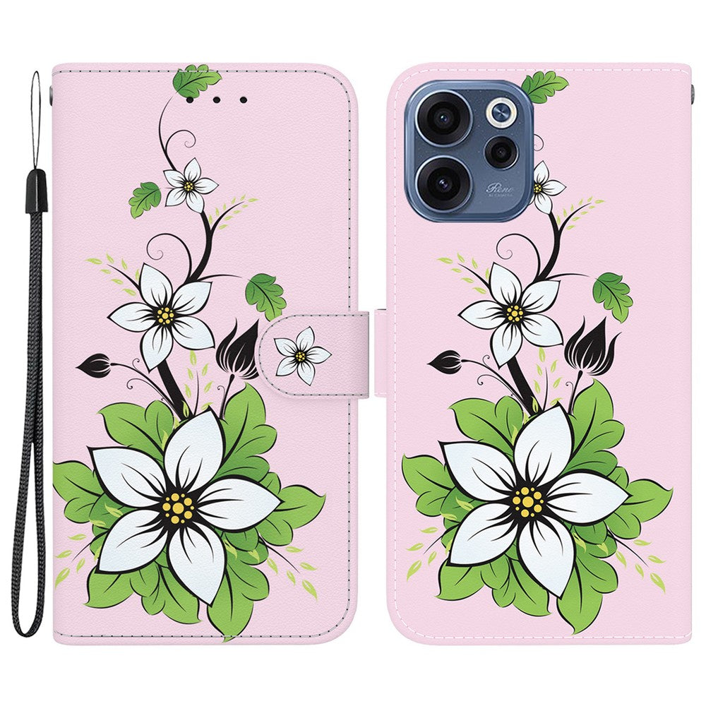 For Oppo Reno15 F 5G Wallet Phone Case Anti-Drop Pattern Printing Leather Flip Cover with Strap