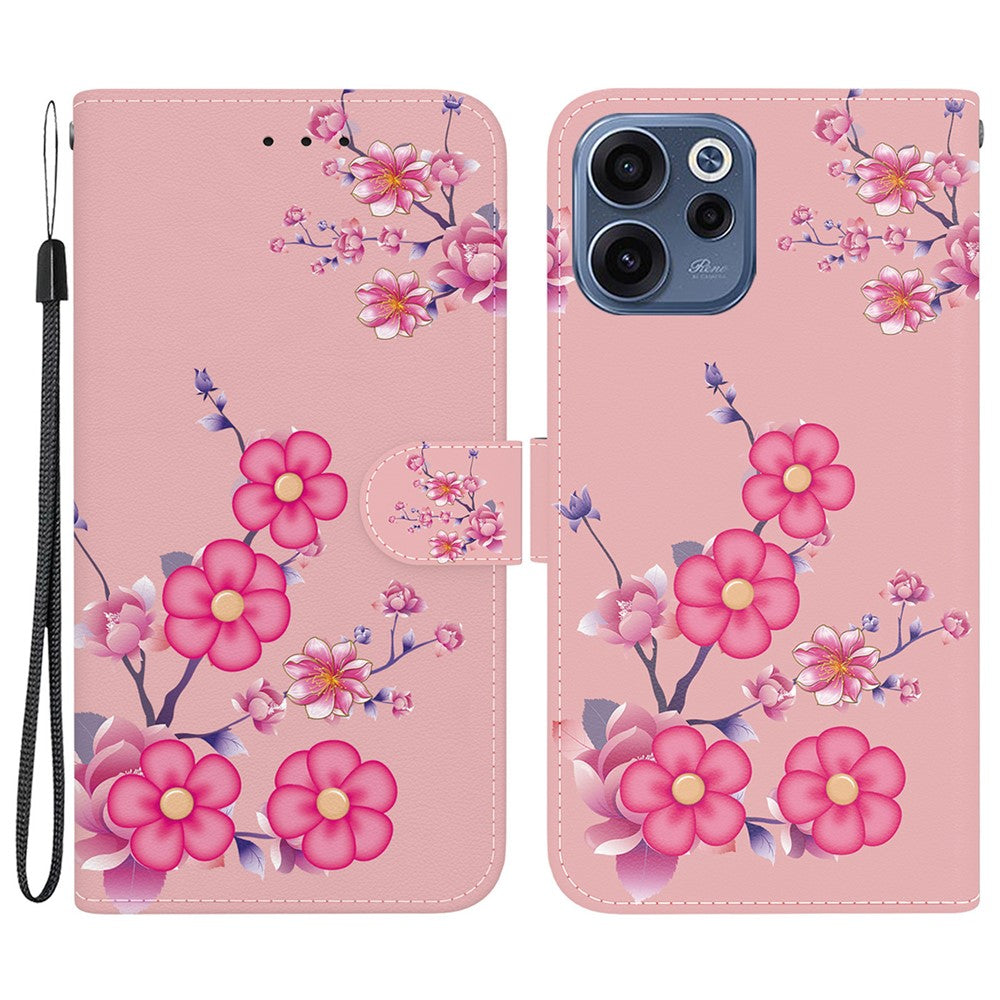 For Oppo Reno15 F 5G Wallet Phone Case Anti-Drop Pattern Printing Leather Flip Cover with Strap