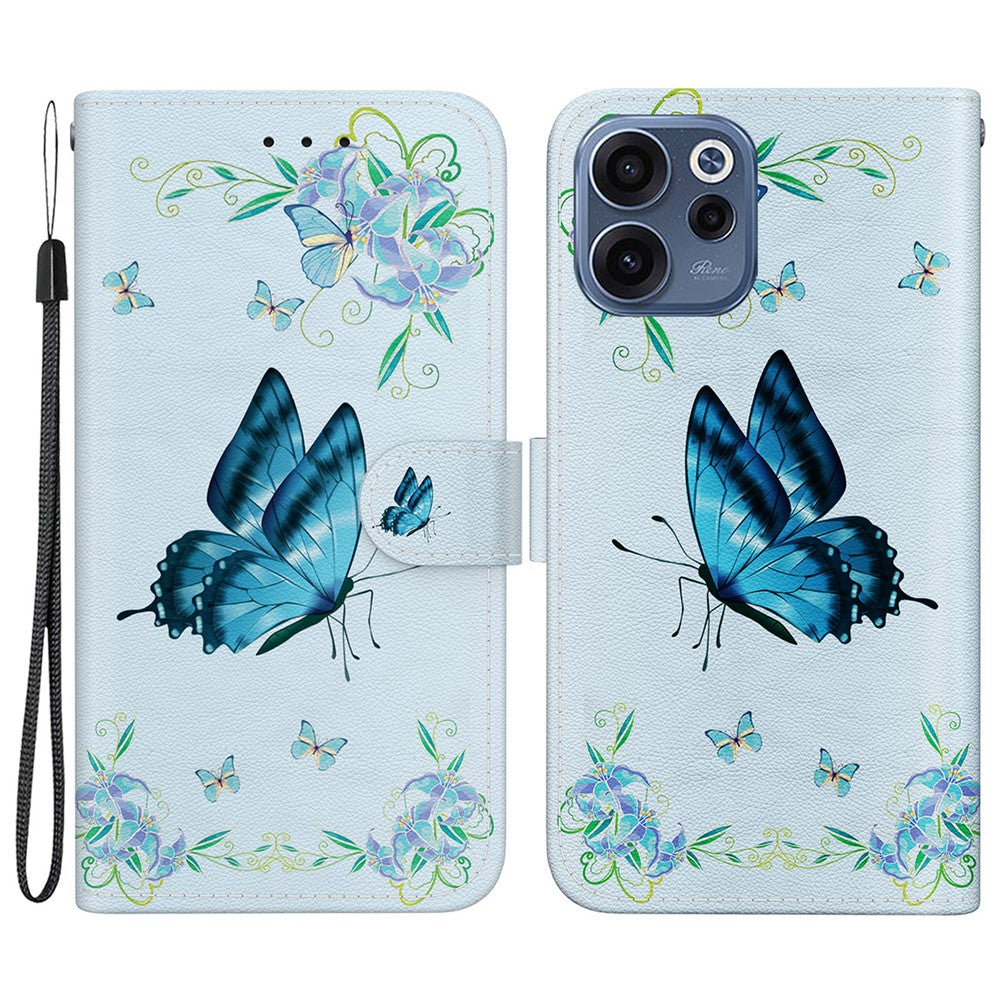 For Oppo Reno15 F 5G Wallet Phone Case Anti-Drop Pattern Printing Leather Flip Cover with Strap