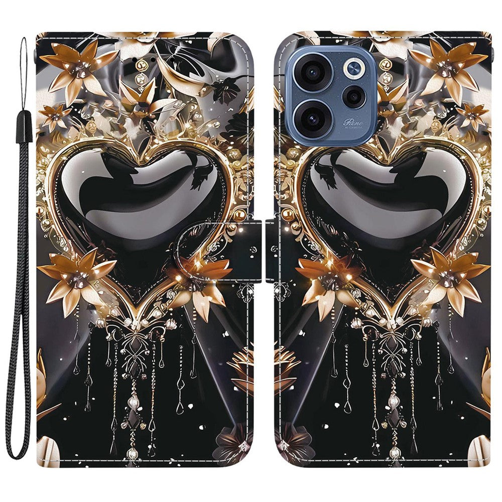 For Oppo Reno15 F 5G Wallet Case Pattern Printing Leather Stand Phone Cover with Strap