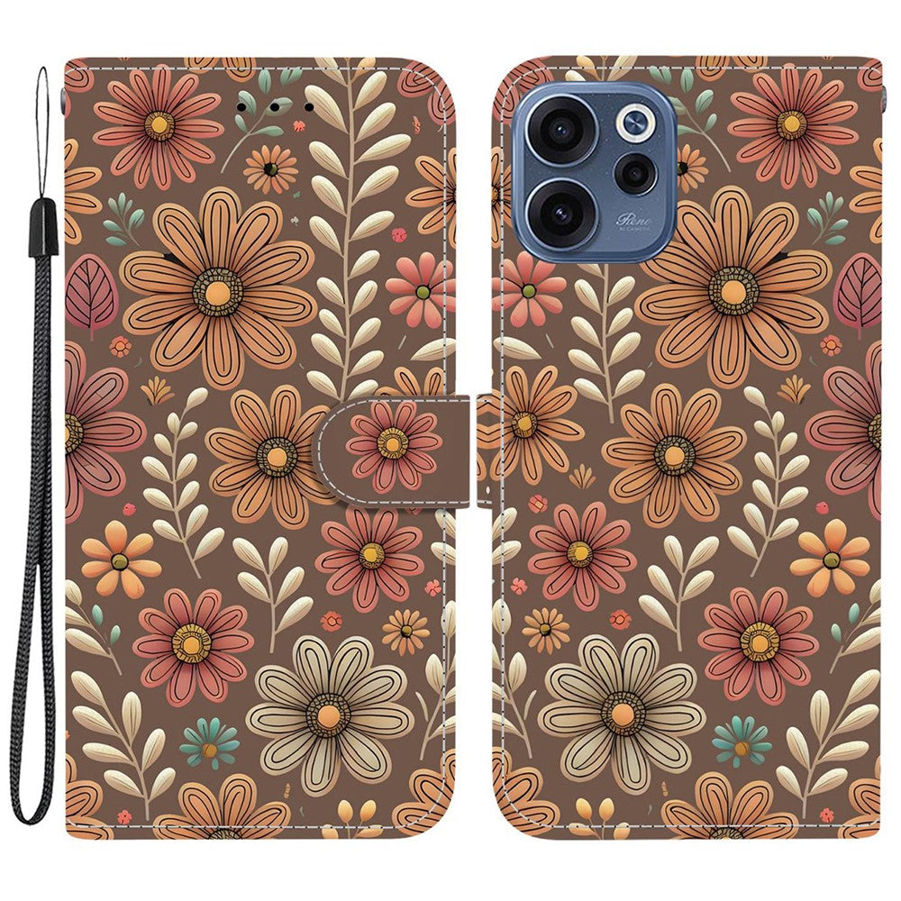 For Oppo Reno15 F 5G Wallet Case Pattern Printing Leather Stand Phone Cover with Strap