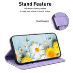 For Honor X8d 4G Stand Case Lily Flower Imprint Leather Phone Cover with Wrist Strap