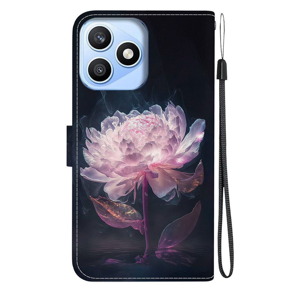 For Honor X8d 4G Wallet Phone Case Anti-Drop Pattern Printing Leather Flip Cover with Strap