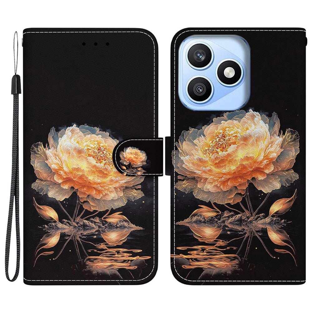 For Honor X8d 4G Wallet Phone Case Anti-Drop Pattern Printing Leather Flip Cover with Strap