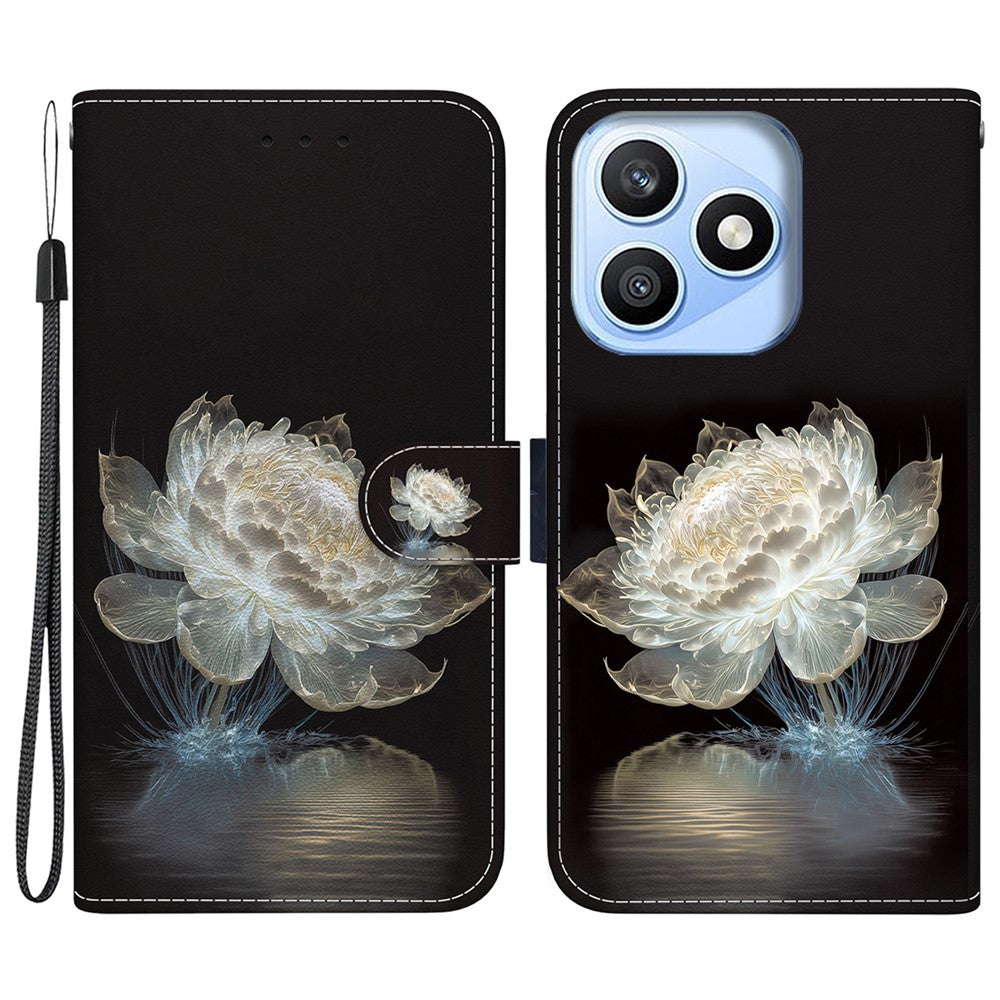 For Honor X8d 4G Wallet Phone Case Anti-Drop Pattern Printing Leather Flip Cover with Strap